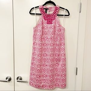 INC International Concepts Pink and White Geometric Dress